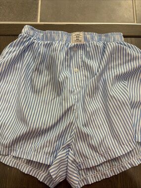 Classic Blue & White Striped womens Boxer Shorts